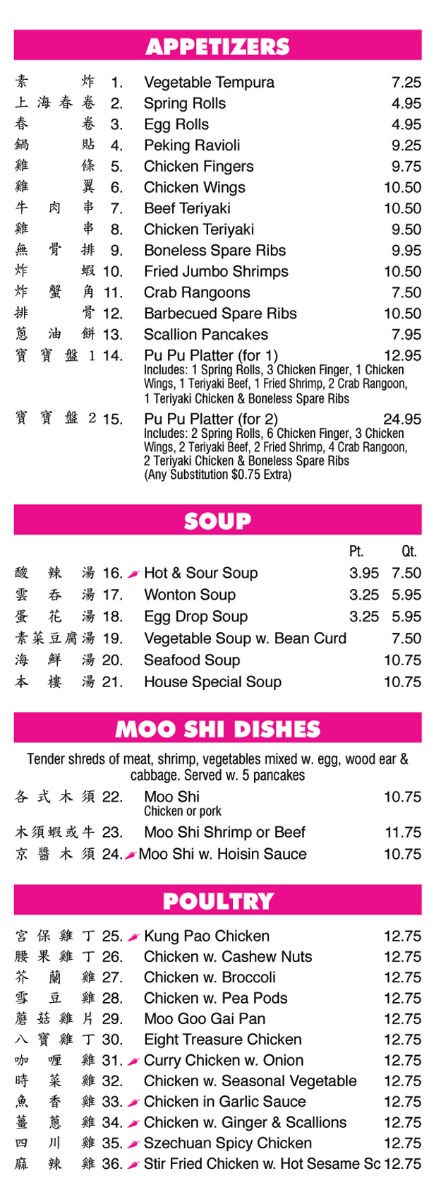 Cheoy Lee's Chinese Restaurant and Takeout MENU, Holden, MA