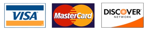 We accept VISA, MasterCard and DISCOVER